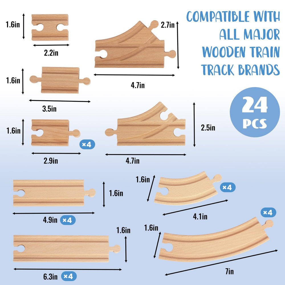 WoodenEdu curved track offers smooth curves for gentle layouts.
