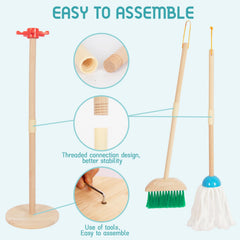 WoodenEdu Kids Cleaning Set duster for sensory play and light dusting.