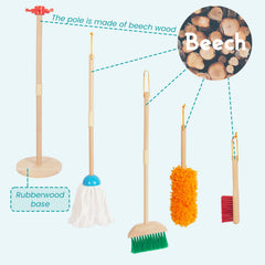 WoodenEdu Kids Cleaning Set dustpan for collecting messes during pretend chores.