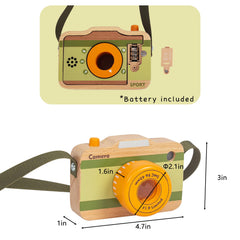 Compact wooden design fits little hands for easy, portable pretend photography