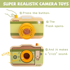 WoodenEdu camera with kaleidoscope view encourages exploration through changing perspectives