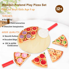 WoodenEdu pizza cutter demonstrates safe, pretend slicing in playtime