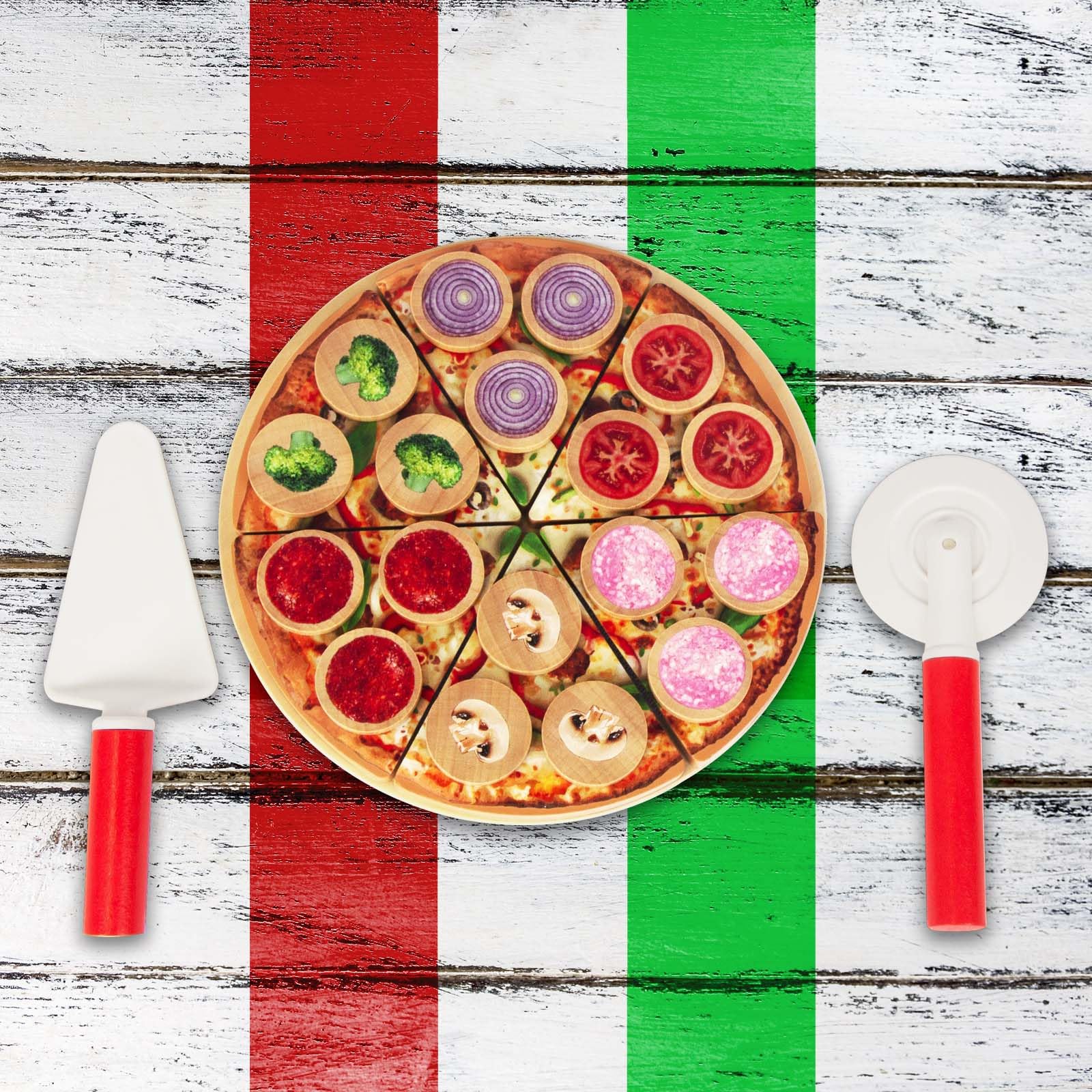 WoodenEdu pizza tray and spatula organize playtime and storage