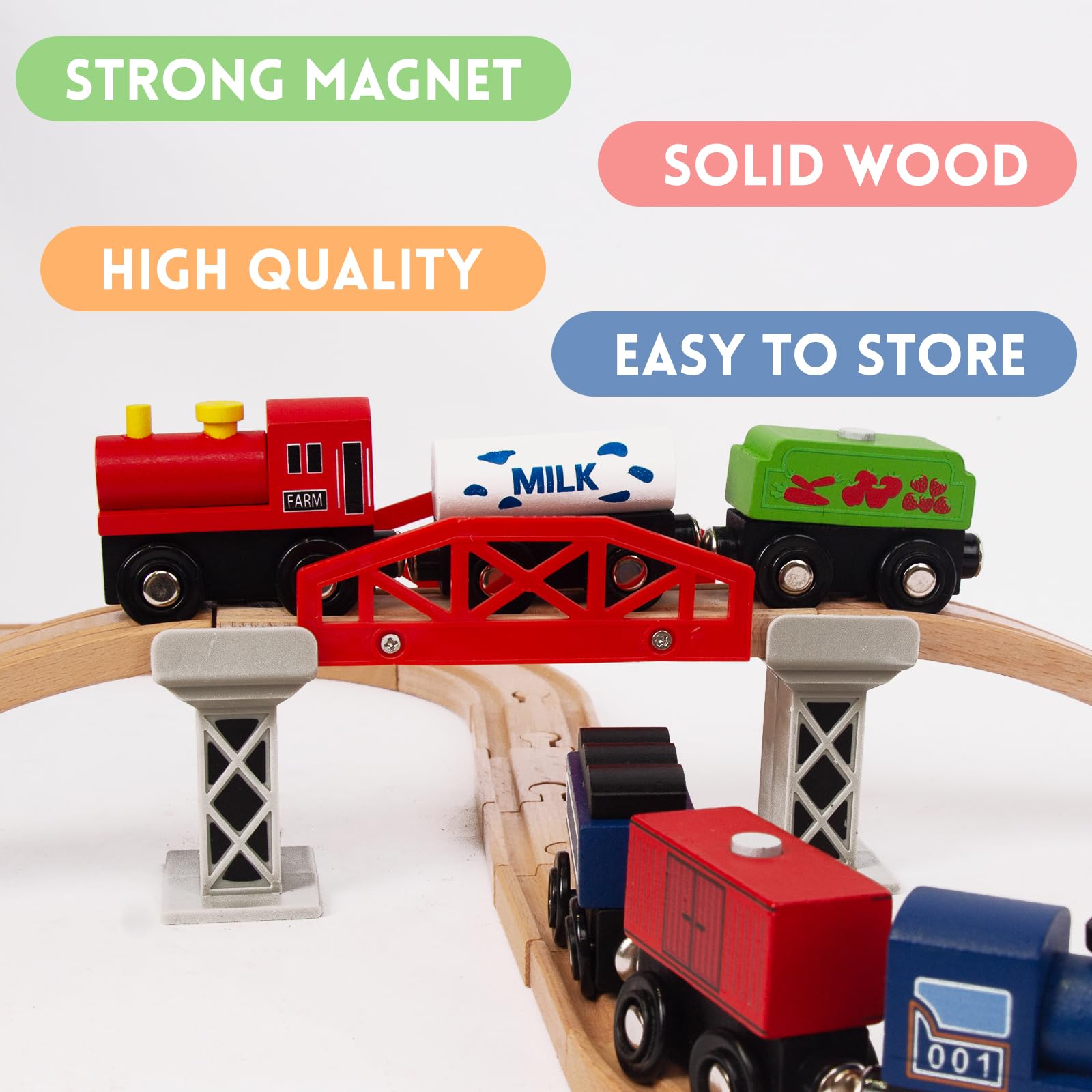 WoodenEdu police car train car fosters storytelling and cooperative play