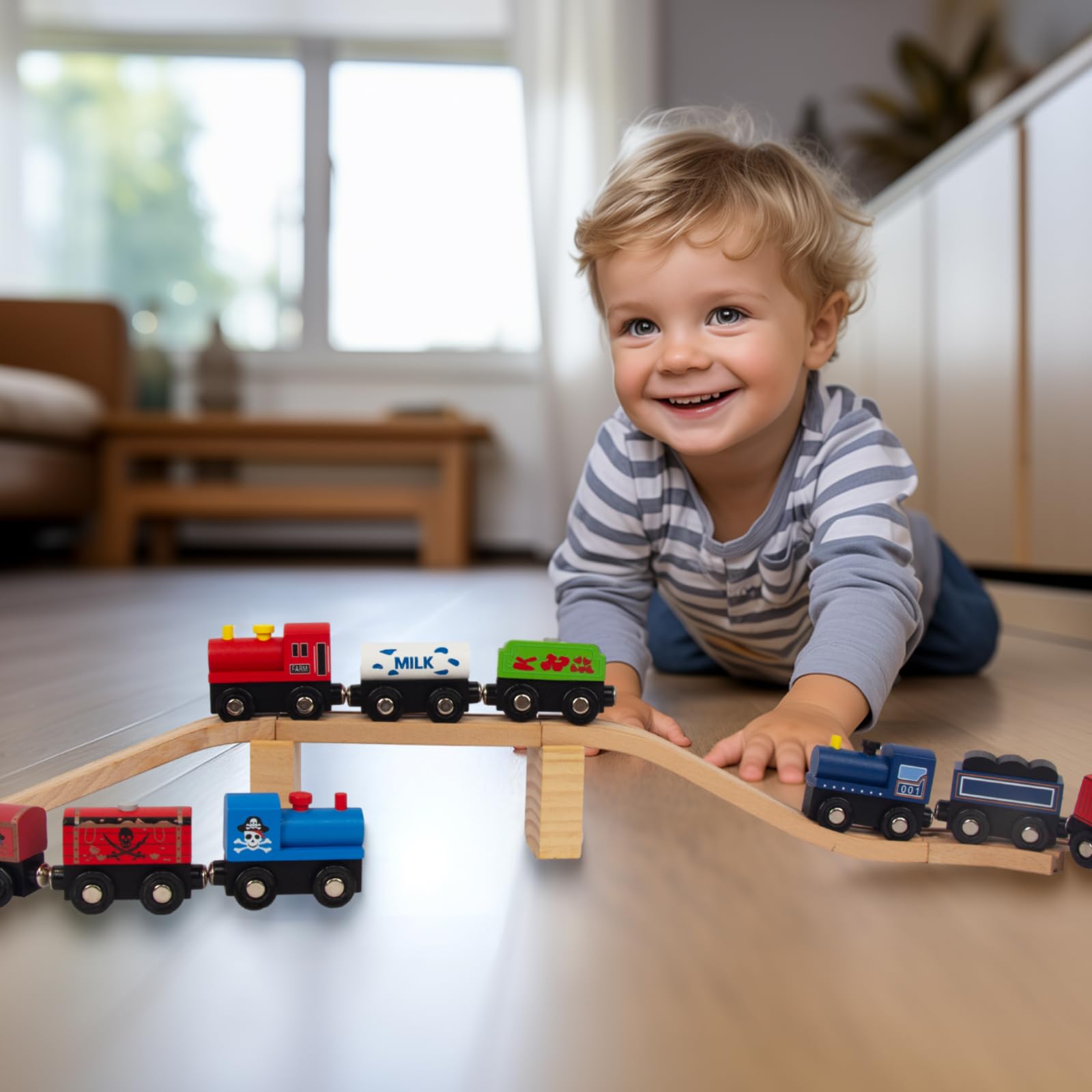 WoodenEdu school bus train car sparks everyday routines and social interaction