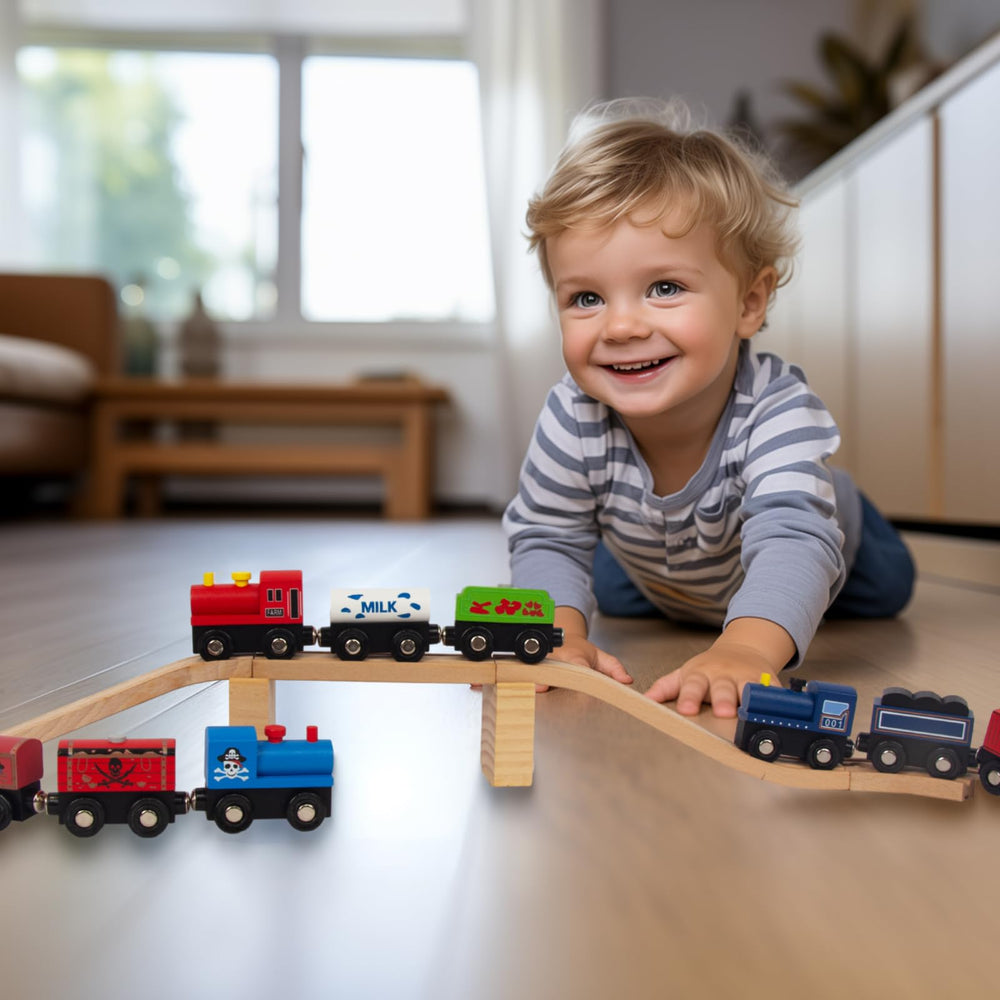 WoodenEdu school bus train car sparks everyday routines and social interaction