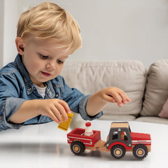 WoodenEdu red tractor toy gift-ready packaging—great for birthdays or holidays