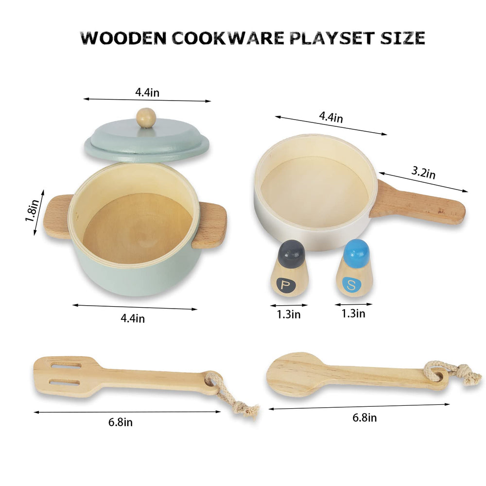 WoodenEdu wooden utensils set with spatula and spoon for pretend cooking.