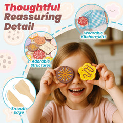 Woodenfun Cookie Sheet provides a realistic workspace for pretend cooking.