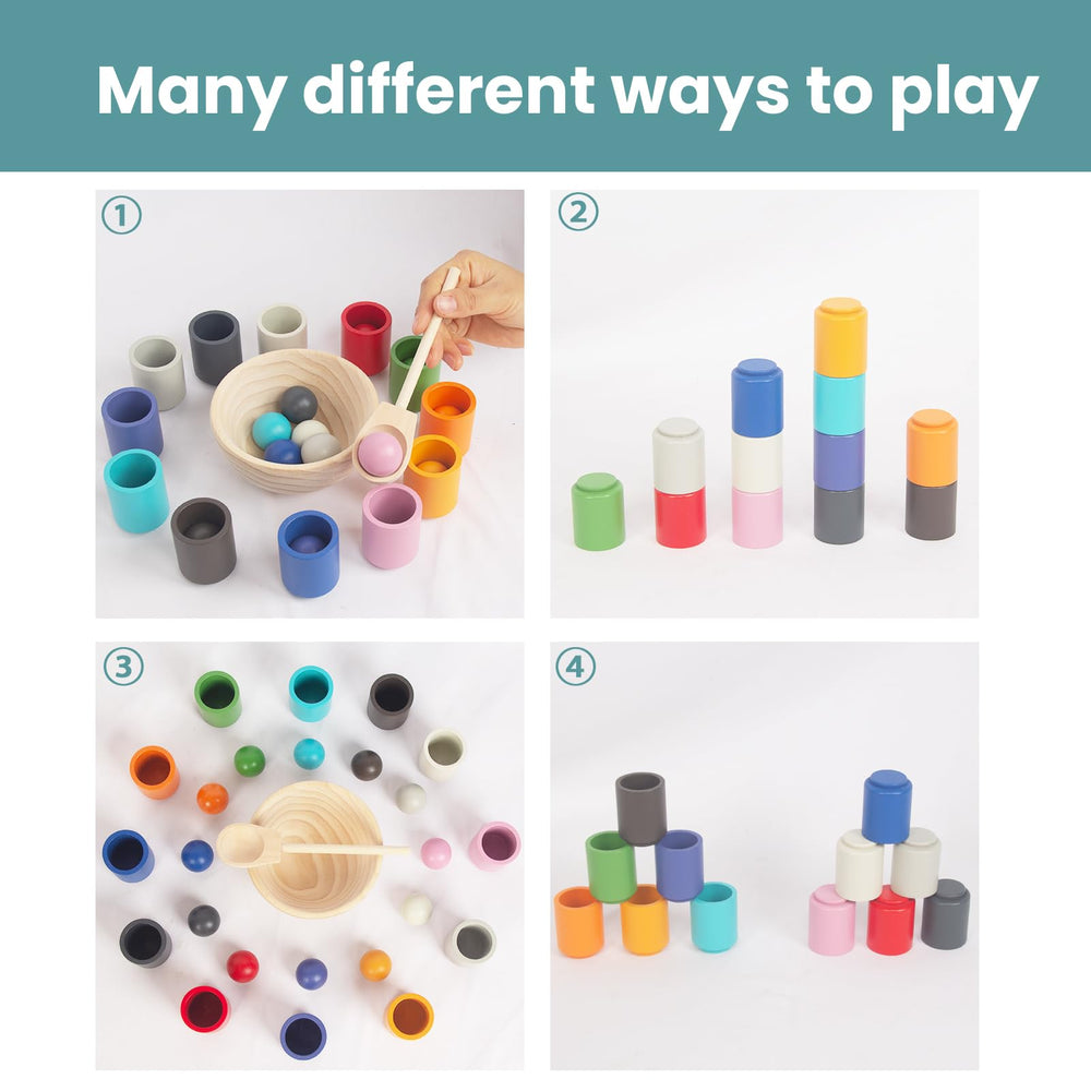 WOODENFUN counting-friendly toy helps beginners explore numbers and patterns