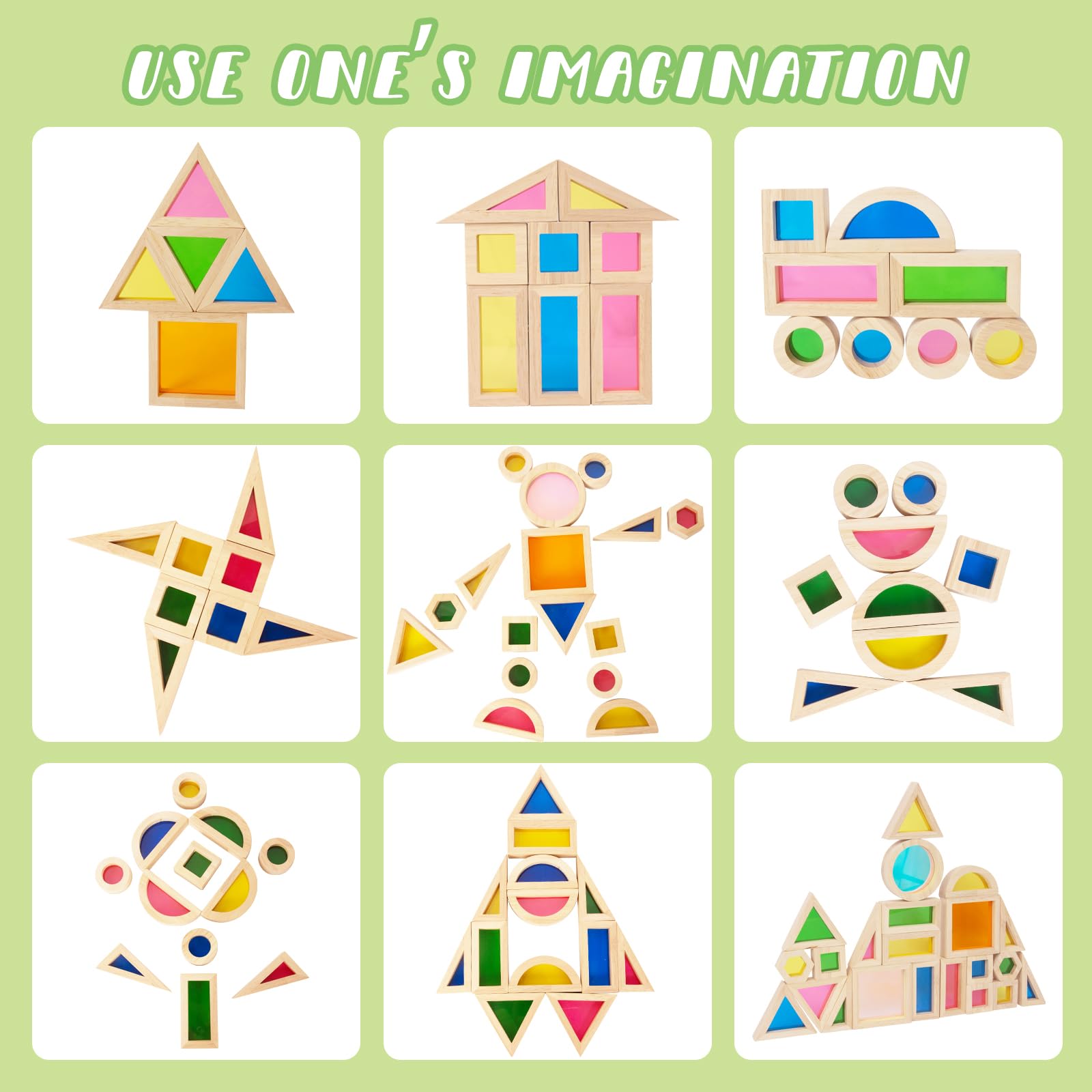 Woodenfun durable wood and acrylic blocks endure daily play.