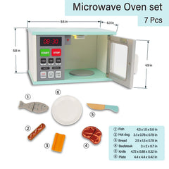 WOODENFUN microwave light and sound feature enhances realistic pretend play.