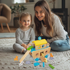 WOODENFUN Noah's Ark toy with vibrant, non-toxic finish