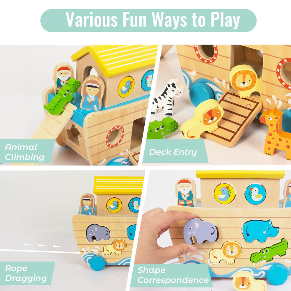WOODENFUN Noah's Ark figures of Noah and wife for storytelling