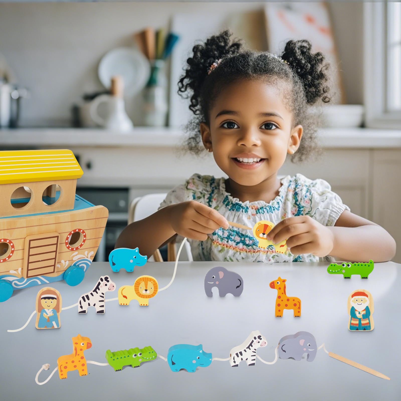 WOODENFUN Noah's Ark top lid for easy storage after play