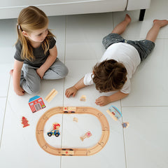 WOODENFUN realistic railway play sparks creativity and storytelling in toddlers.