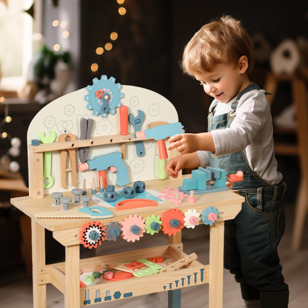 WOODENFUN beech wood and water-based paint detail for safe, durable toy construction.