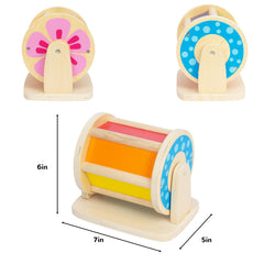 WOODENFUN Tummy Time Mirror with rainbow colors for early exploration.