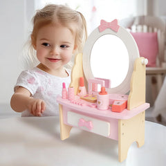 WOODENFUN white vanity set creates a calm, kid-friendly beauty corner.