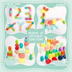 WOODENFUN Montessori-style rocks promote stacking challenges and visual-spatial reasoning.
