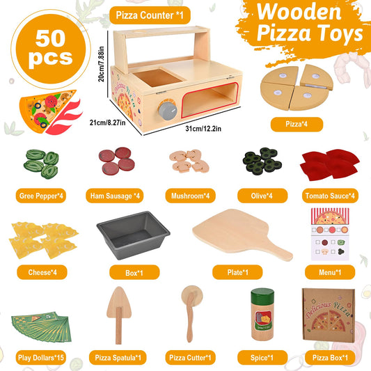 Wooderma pizza oven dial highlights realistic details for pretend cooking experiences.