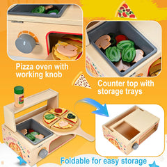 Wooderma removable pizza slices enable creative assembly for pretend pizzas.