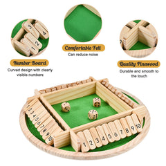 Wooderma Shut The Box green felt surface enhances tactile gameplay