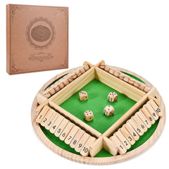 Wooderma Shut The Box round board game for family nights