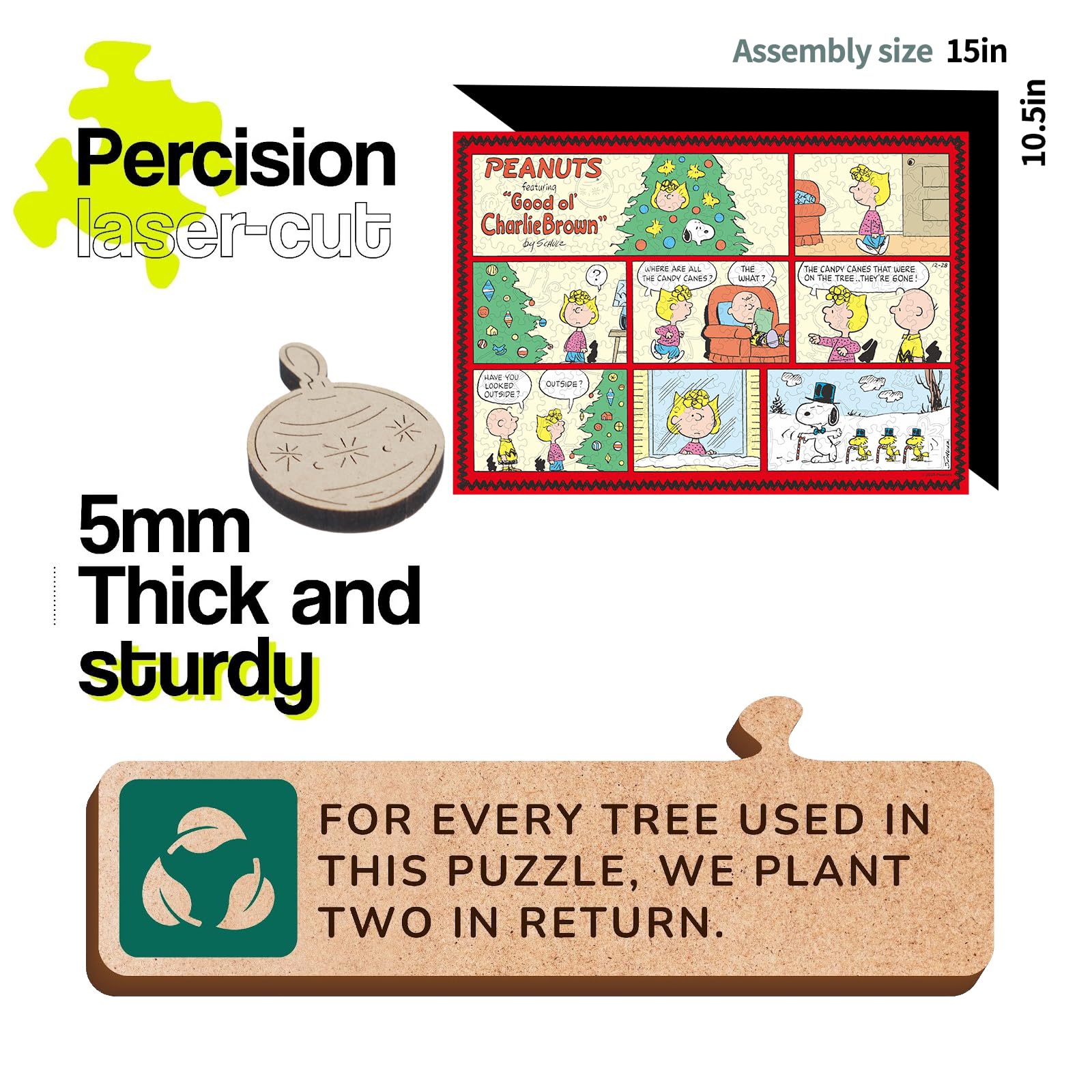 WOODLUX 5mm thick laser-cut puzzle pieces deliver a sturdy, satisfying fit.