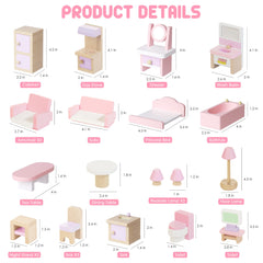 WOODMAM dollhouse bed offers cozy sleeping setups for miniature characters.
