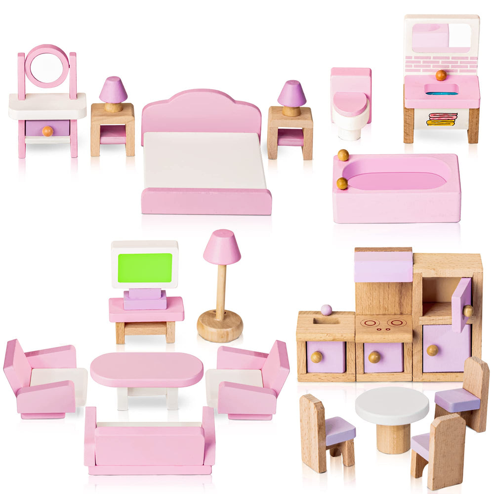 WOODMAM wooden dollhouse fridge for realistic kitchen play and organization.