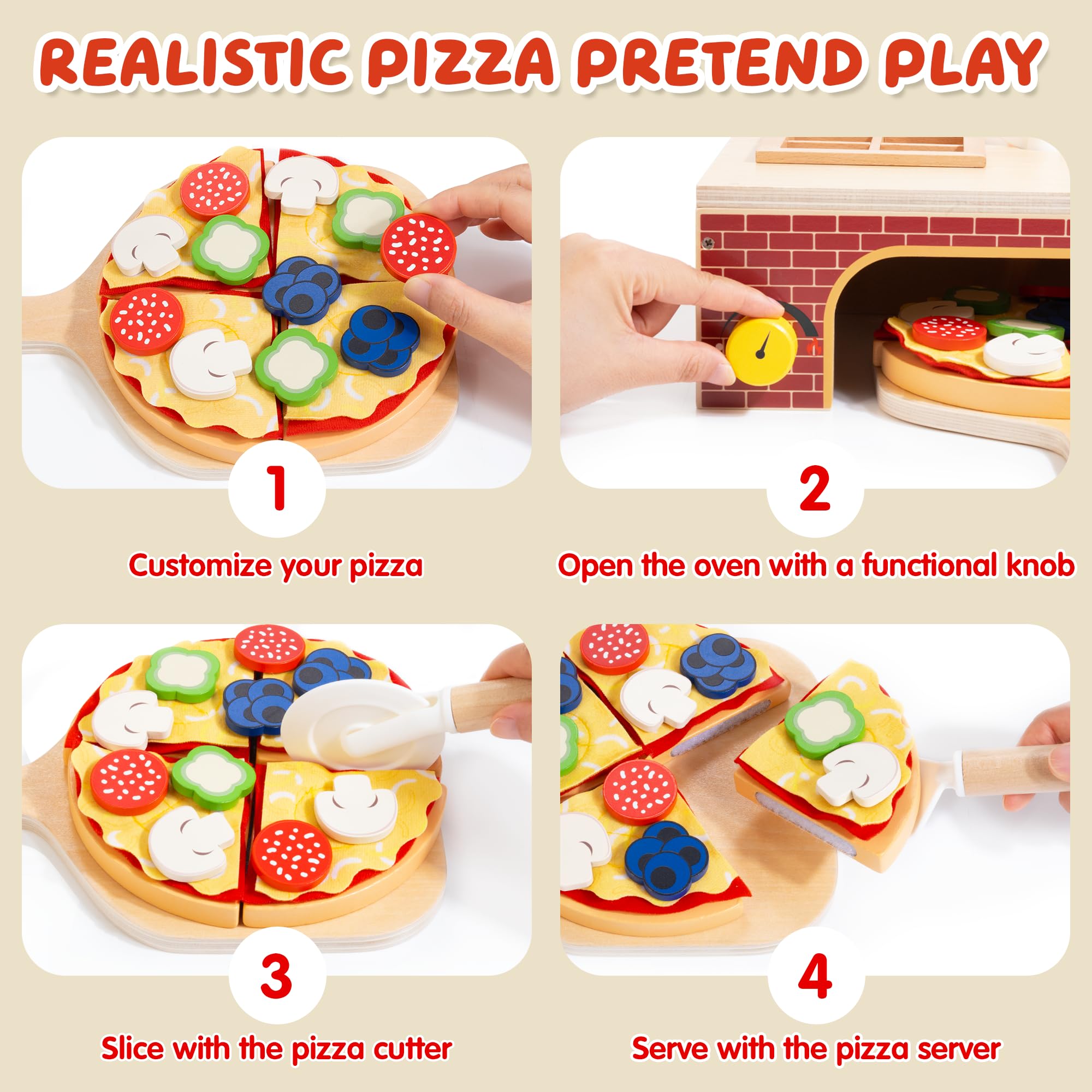 WOODMAM educational pizza playset: Montessori-inspired learning through pretend cooking
