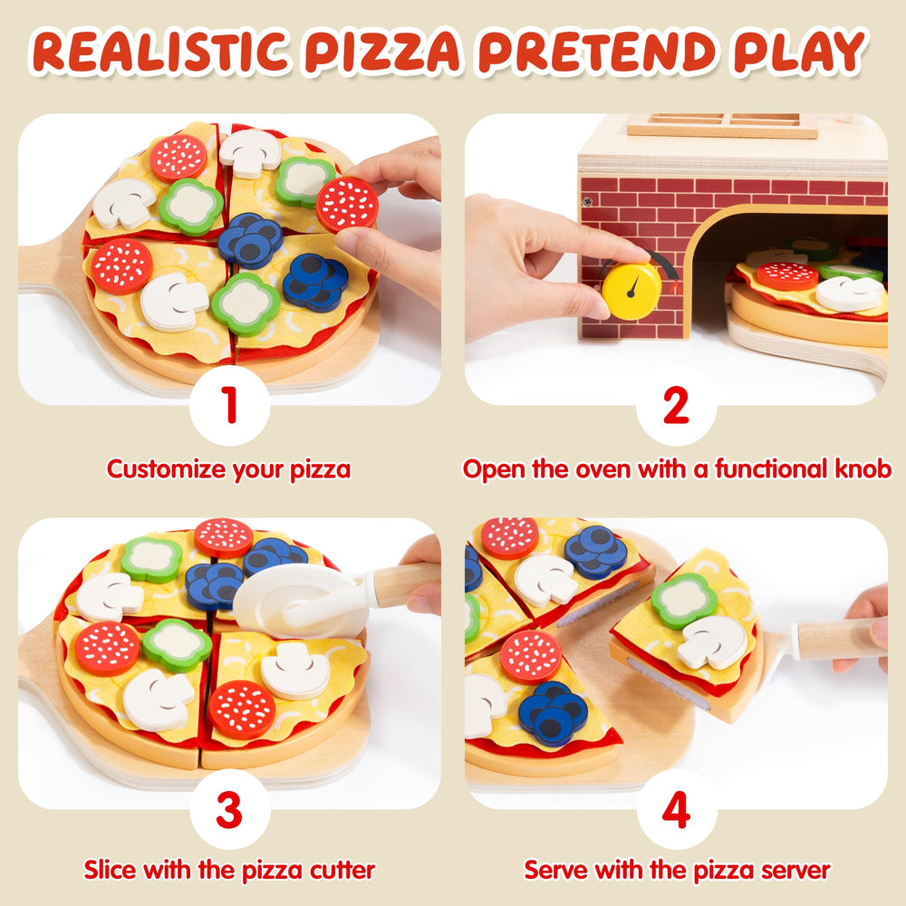 WOODMAM educational pizza playset: Montessori-inspired learning through pretend cooking