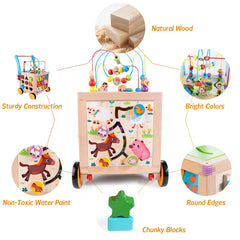 Woodmam wooden walker makes a thoughtful first-birthday gift choice.