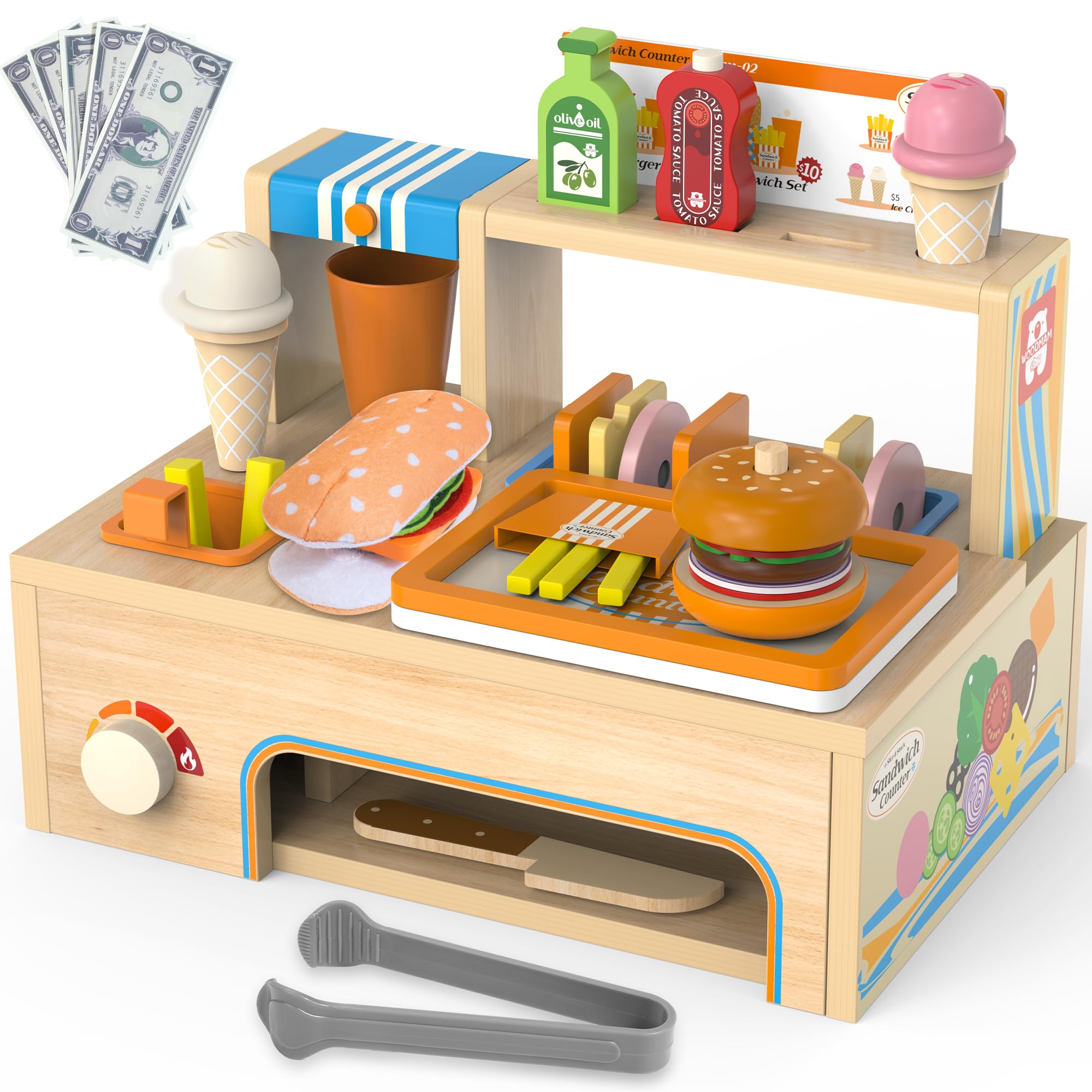 WOODMAM Ice cream cones enhance sensory pretend dessert moments.