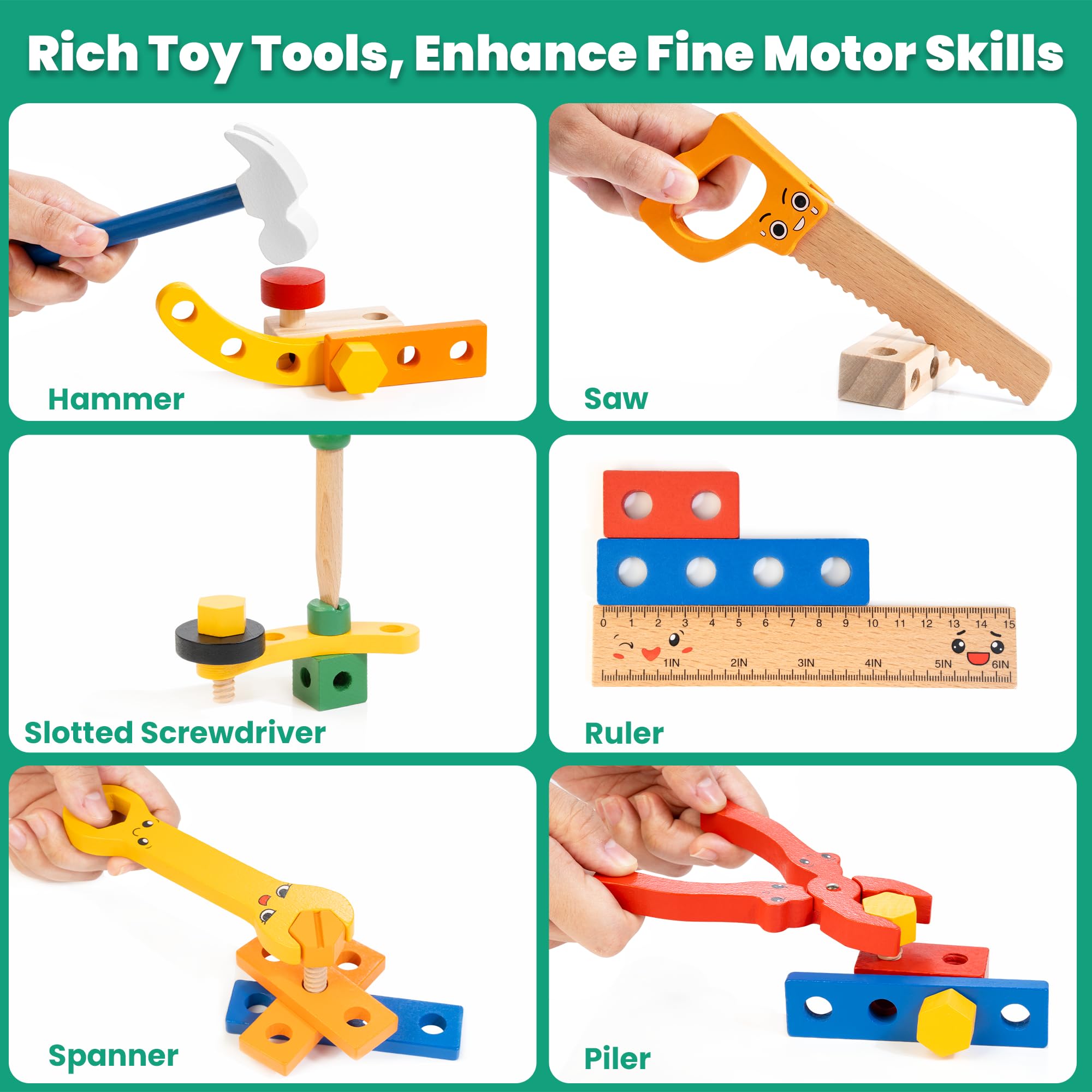 WOODMAM Close-up of rounded edges ensuring safe hands-on play