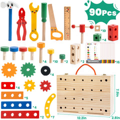 WOODMAM Kids Tool Set wooden tools laid out for pretend construction
