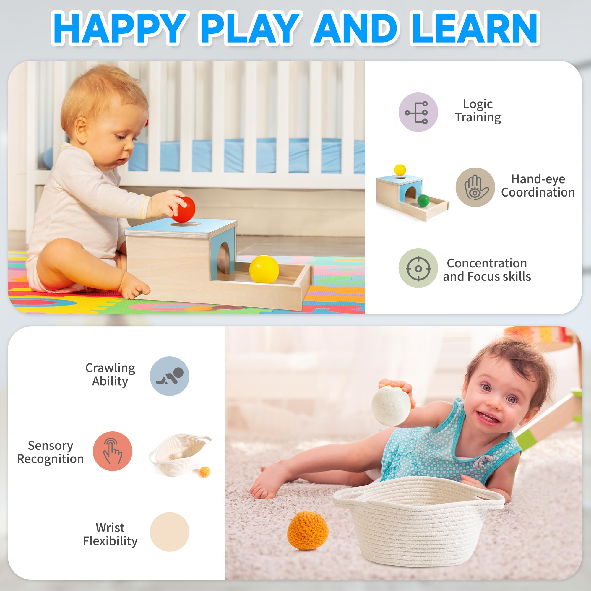 WOODMAM object permanent box, a safe container for toys and learning moments.