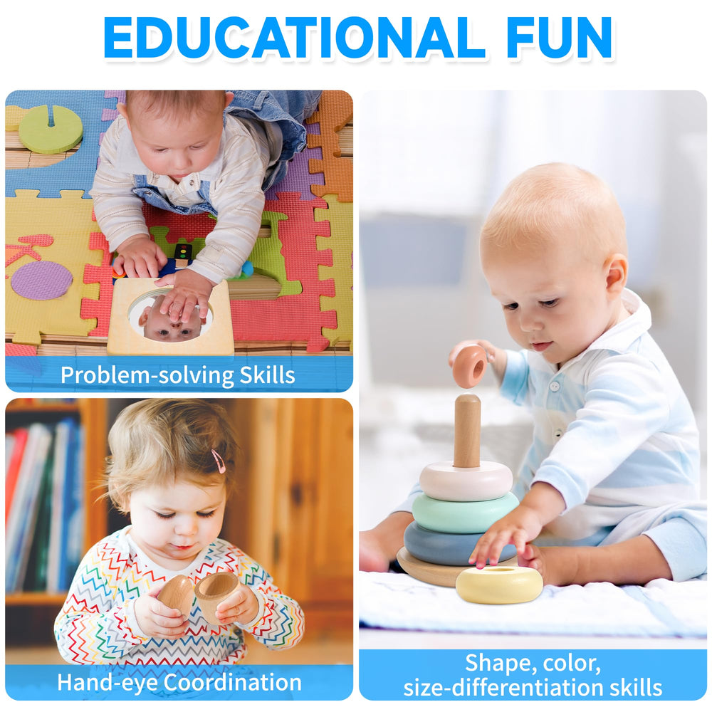 WOODMAM ring stacker supports hand-eye coordination through simple, engaging stacking tasks.