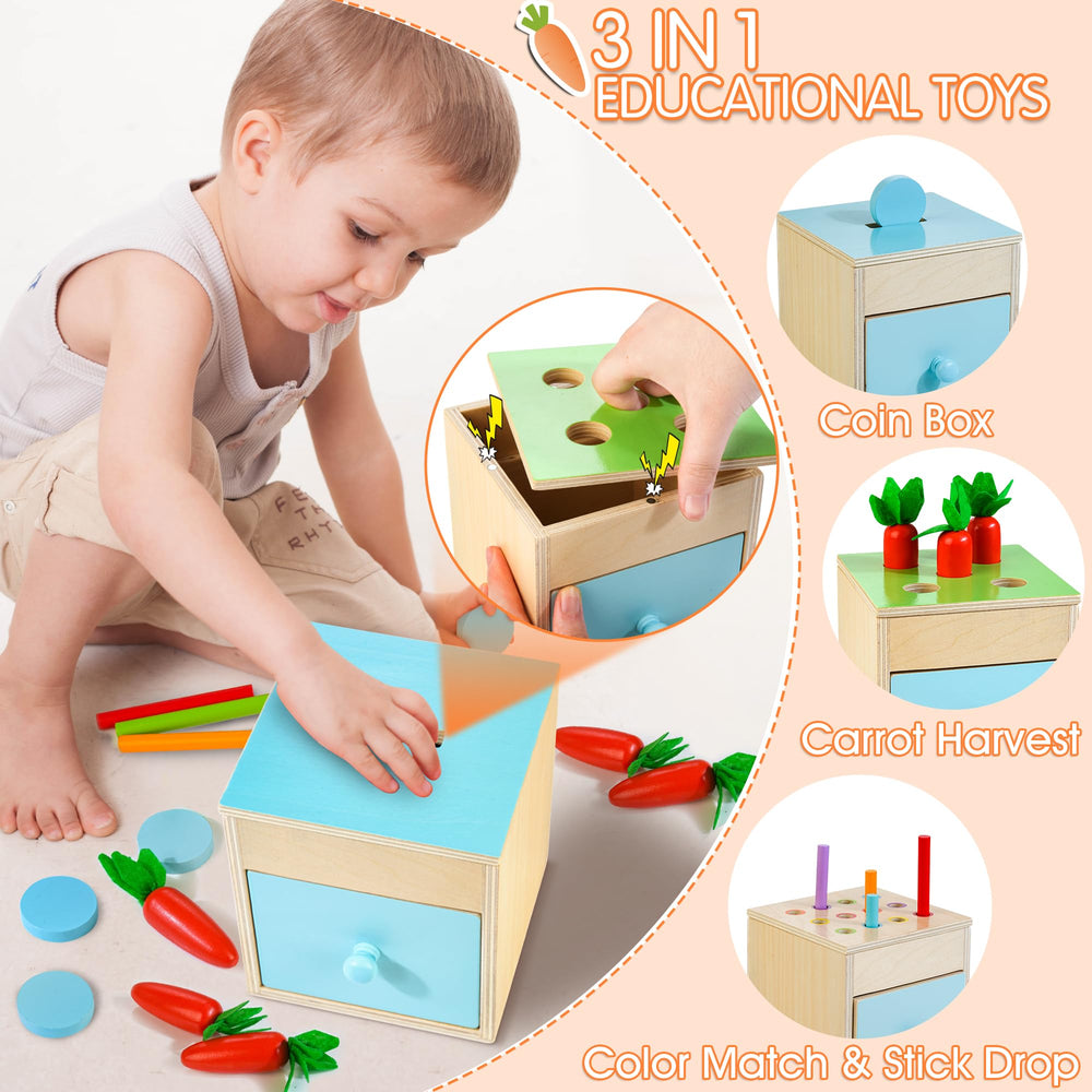 WOODMAM shape sorter puzzle promotes color and shape recognition