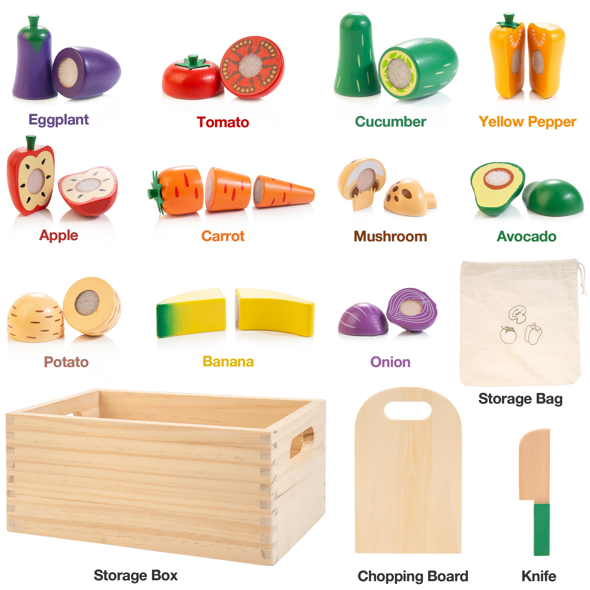 Woodmam storage case keeps play food pieces organized after sessions.