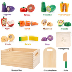 Woodmam storage case keeps play food pieces organized after sessions.