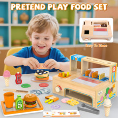 WOODMAM Wooden burgers and sandwiches spark creative storytelling during playtime.