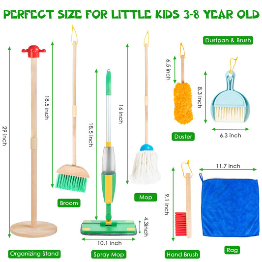 WOODMAM wooden kids cleaning set with broom for imaginative tidying