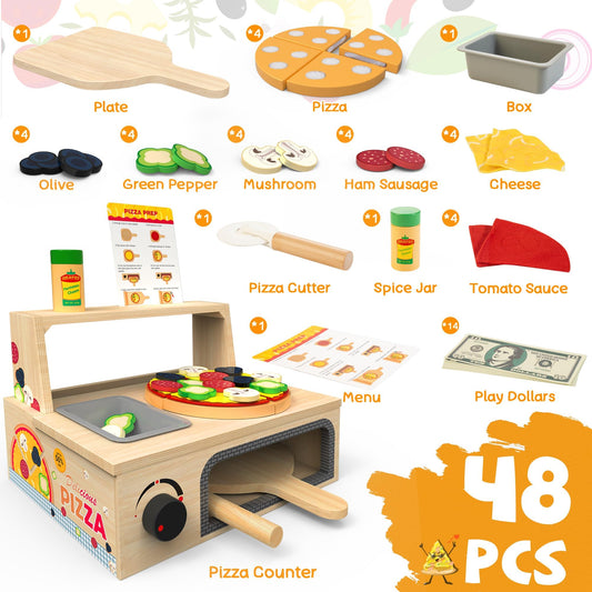 WOODMAM pizza slices attach with hook and loop for endless combos.