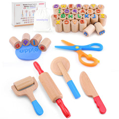 WoodsyJoy rolling-pin helps develop fine motor skills during dough play.