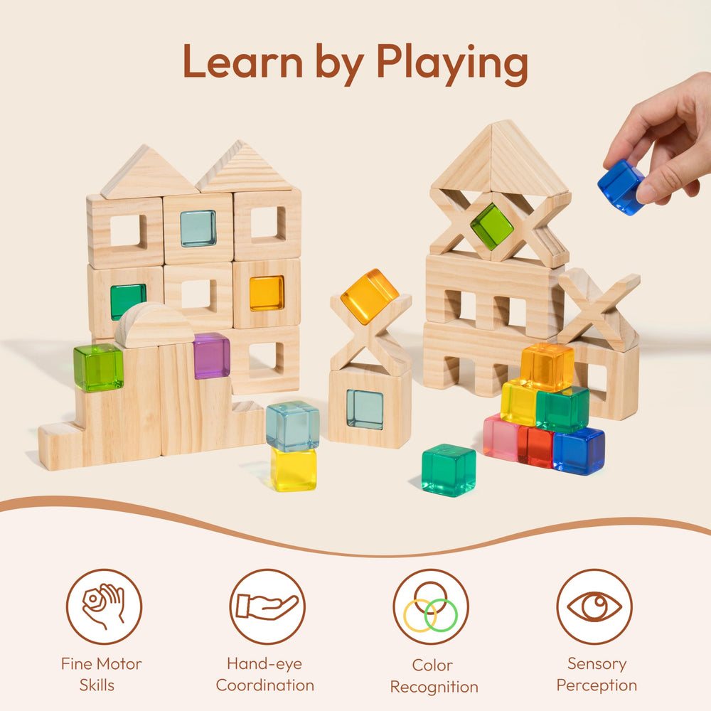 Woodtoe Colorful educational toys boost color recognition and coordination.