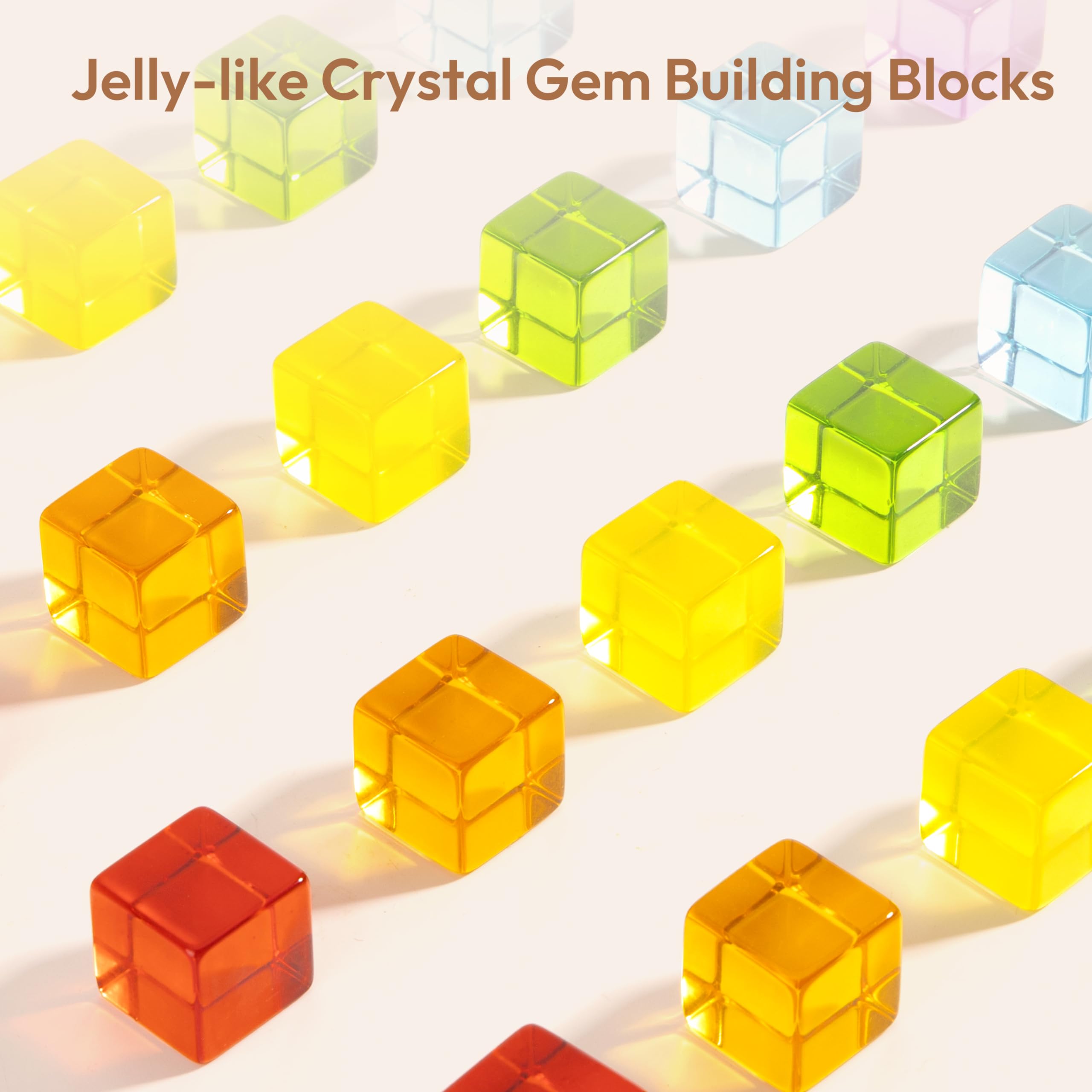 Woodtoe jelly-shaped gem blocks refract light for engaging visual play