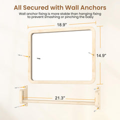 Woodtoe adjustable-height mirror grows with your child.