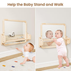 Woodtoe Montessori mirror and bar side view shows sturdy construction.